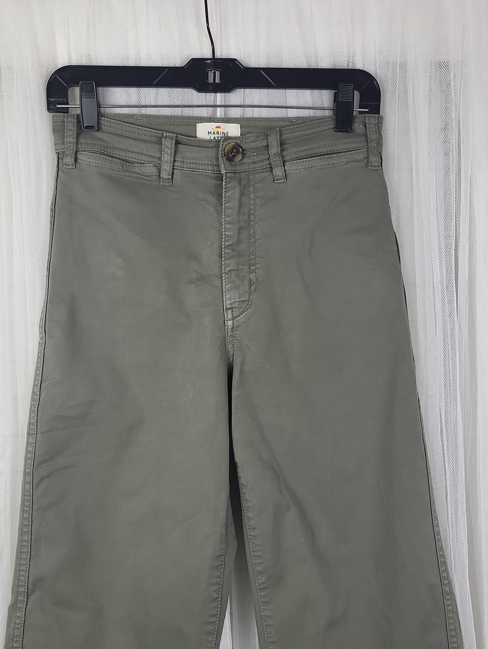 Marine Layer Bridget Olive Green Wide-Leg crop pants. Size 4 - Picture 2 of 5